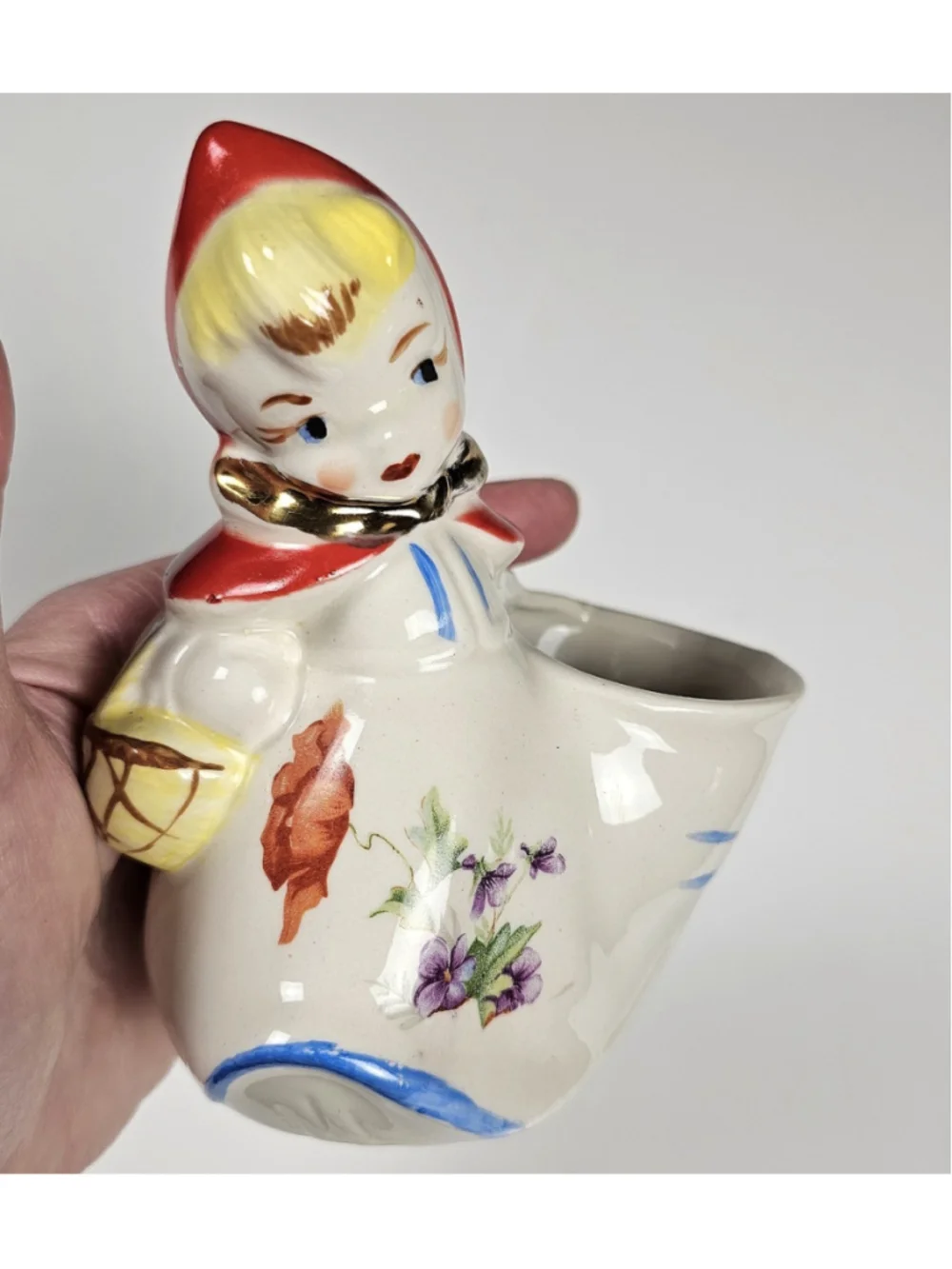 Vintage Hull Pottery Little Red Riding Hood Open Sugar Bowl 1940s Regal China